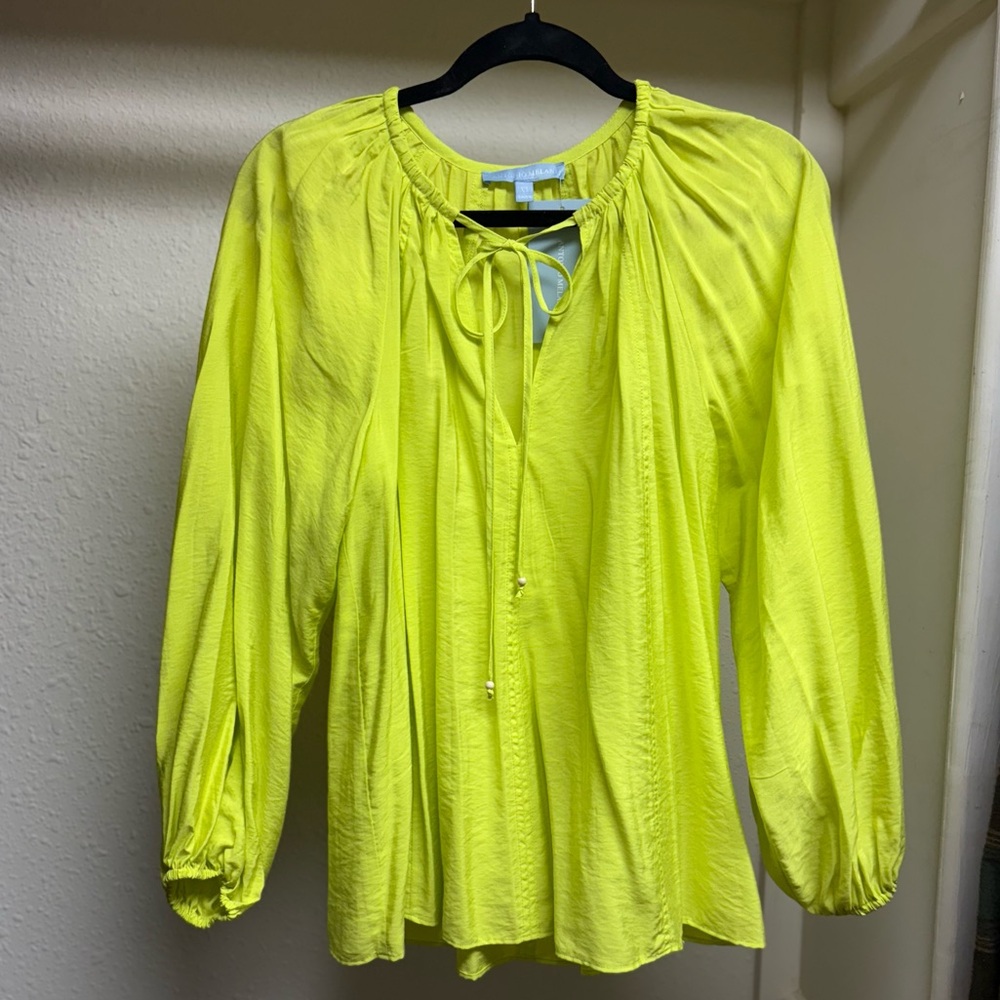 Antonio Melani Women's Effie Long Sleeve Split V Tie Neck Blouse